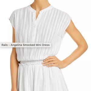 Rails Angelina Smocked Mini Dress, White, Size S